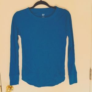 Waffle knit longh sleeve gap shirt. Teal. Size M